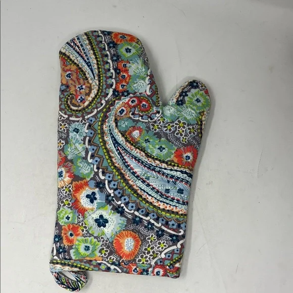 VERA BRADLEY CITRUS PAISLEY PATTERN OVEN MITT AND POT HOLDER NWOT QUILTED - Picture 2 of 12